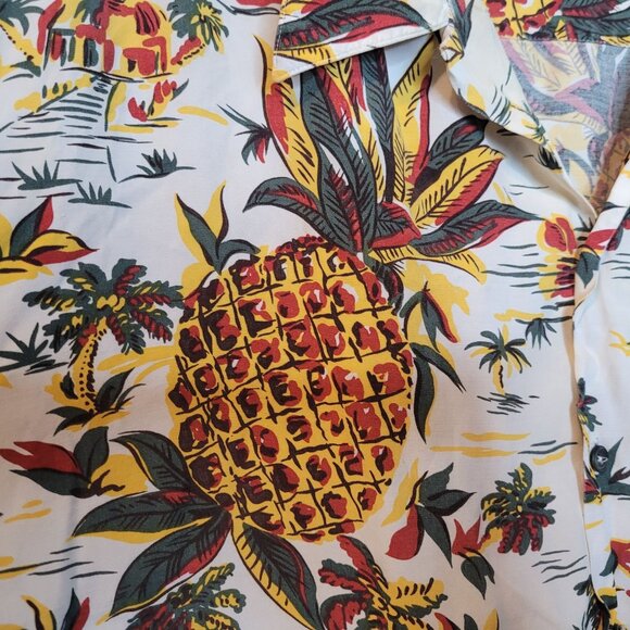 Vintage INC International Concepts Hawaiian Shirt Pineapple Rayon XL Flaws - Picture 4 of 14